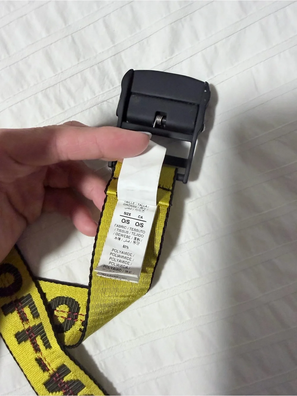 AUTHENTIC Off-White Yellow Industrial Web Belt with Black Logo